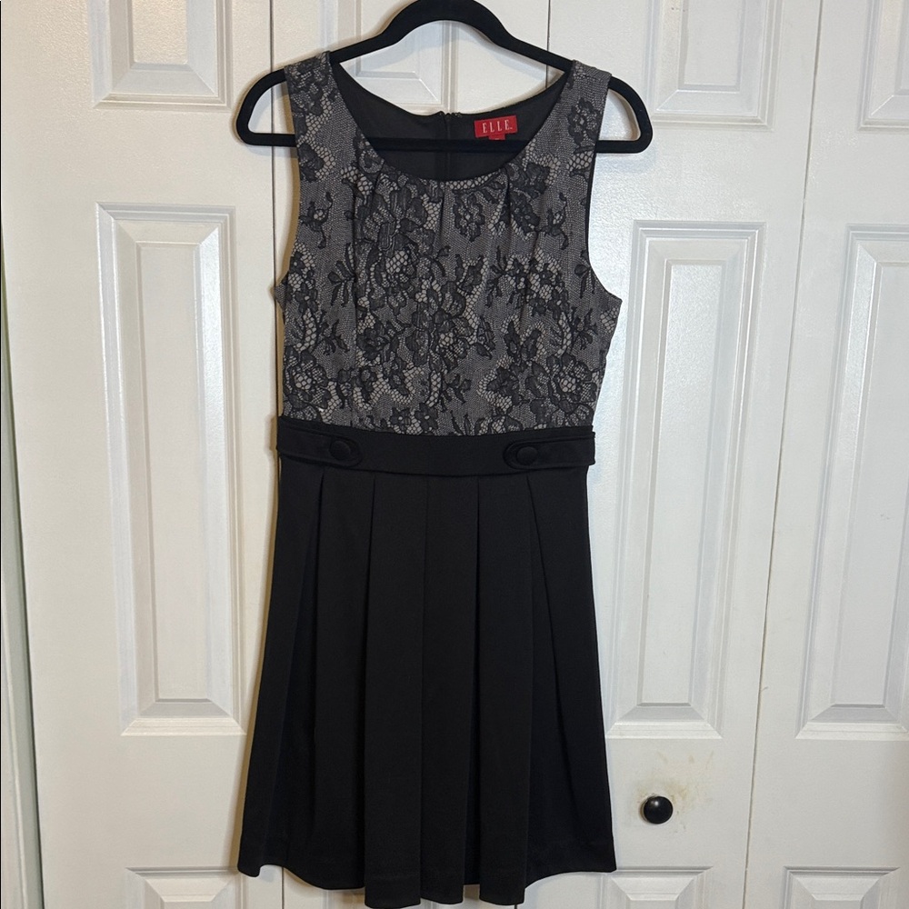 Elle Black and Gray Lace Dress